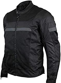 Mens Motorcycle Perforated Textile Reflective Mesh Riding 3 Season Jacket with CE amors (M)