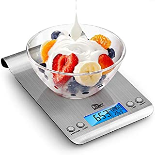 Uten Digital Kitchen Scale Ultra Slim Multifunction Stainless Steel Hook Design Food Scale 11lb 5kg With Back-Lit LCD Display Fingerprint Resistant Coating Battery included