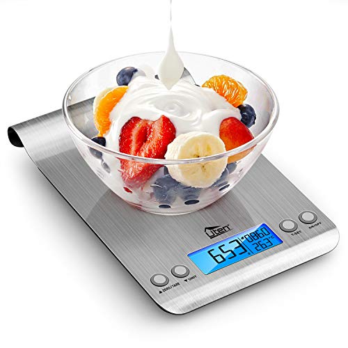 Uten Digital Kitchen Scale Ultra Slim Multifunction Stainless Steel Hook Design Food Scale 11lb 5kg With Back-Lit LCD Display Fingerprint Resistant Coating Battery included