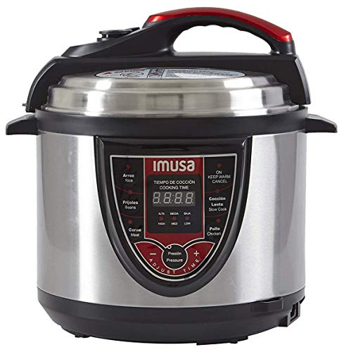 IMUSA USA 5Qt Electric Stainless Steel 5-Qt. Bilingual Digital Pressure Cooker, Red (Insta-Pot)