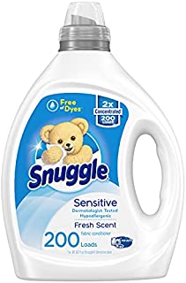 Snuggle Liquid Fabric Softener, Dye Free for Sensitive Skin, 2X Concentrated, 200 Loads