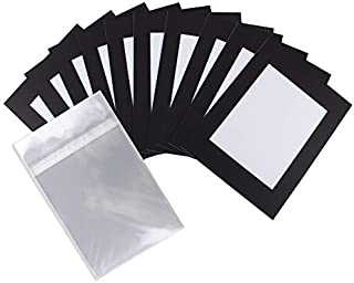 Golden State Art, Acid-Free Cardboard Frames, Slip in Mats Pre-Adhesive with Backing Board, Paper Frames for Picture Holder, Includes 10 Clear Bags (10-Pack, 11x14 Mats for 8x10 Photos, Black)