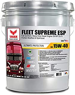 TRIAX FLEET SUPREME 15W-40 API CK-4 Full Synthetic Diesel Engine Oil - Friction Optimized and Boosted with Molybdenum and Nano-Boron - Superb Powerstroke Performance(5 GAL PAIL)