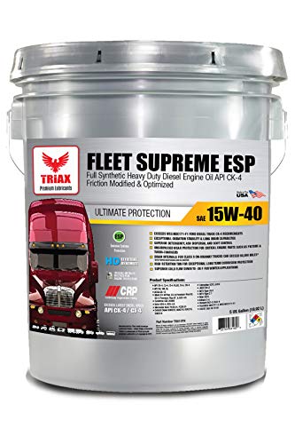 TRIAX FLEET SUPREME 15W-40 API CK-4 Full Synthetic Diesel Engine Oil - Friction Optimized and Boosted with Molybdenum and Nano-Boron - Superb Powerstroke Performance(5 GAL PAIL)