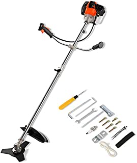 42.7CC 2-Cycle Gas String Trimmer, Straight Shafter Brush Cutter with Detachable Head for Weed Trimming, Weed Wacker 2 in 1, Orange