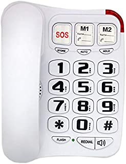 JeKaVis J-P45 Big Button Phone for Seniors, Landline Corded Phone with Speakerphone, Amplified Phones for Hearing Impaired Elderly, Support Speed Dial