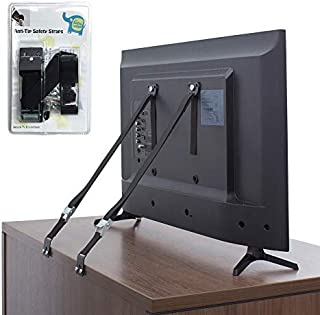 The Baby Lodge TV and Furniture Anti Tip Straps - Safety Furniture Wall Anchors for Baby Proofing Flat Screen TV, Dresser, Bookcase, Cabinets, and More - All Metal, No Plastic Parts (2 Pack, Black)