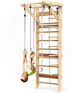 Wooden Swedish Ladder Wall Set  Kids Stall Bars for Exercise  Kids Swedish Gymnastic Wall Gym  Wood Stall Bar Gymnastics Playground  best Gym for all family all ages training stretching  Sport-2