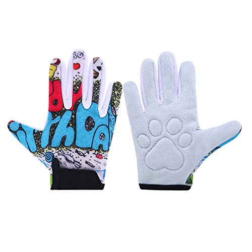 Boys Girls Monkey Bars Gloves Full Finger Cycling Gloves for Kids Outdoor Sports, Good Grip Control Gloves for Climbing Gymnastics Biking Skateboards Balance Boards (Graffiti, XS (3-4 Years))