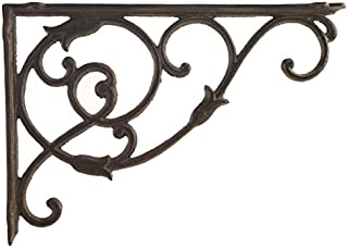 Import Wholesales Decorative Cast Iron Wall Shelf Bracket Ornate Vine Rust Brown 13.5