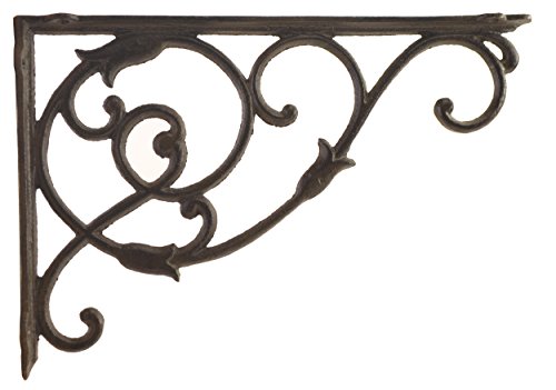 Import Wholesales Decorative Cast Iron Wall Shelf Bracket Ornate Vine Rust Brown 13.5