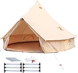 Happybuy Yurt Tent 13.12ft Cotton Canvas Tent with Wall Stove Jacket Glamping Tent Waterproof Bell Tent for Family Camping Outdoor Hunting in 4 Seasons