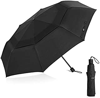 G4Free 62 Inch Large Folding Umbrella XL Compact Golf Umbrella Double Canopy (Black)