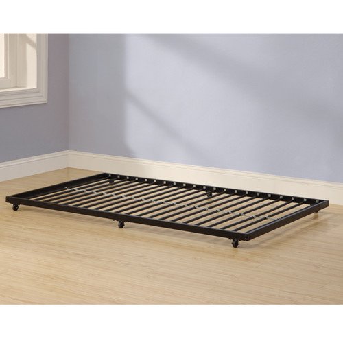 Home Accent Furnishings Twin Roll-Out Trundle Bed Frame, Black Finish, Fits Under Almost Any Bed