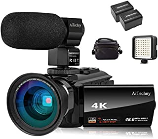 Video Camera 4K Camcorder Vlogging Camera for YouTube AiTechny Ultra HD 48MP Digital WiFi Camera 3.0