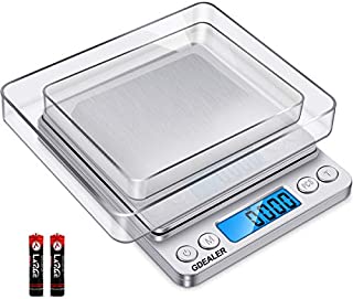 GDEALER Food Scale, 0.001oz Precise Digital Kitchen Scale Gram Scales Weight Food Coffee Scale Digital Scales for Cooking Baking Stainless Steel Back-lit LCD Display Pocket Small Scale, Silver