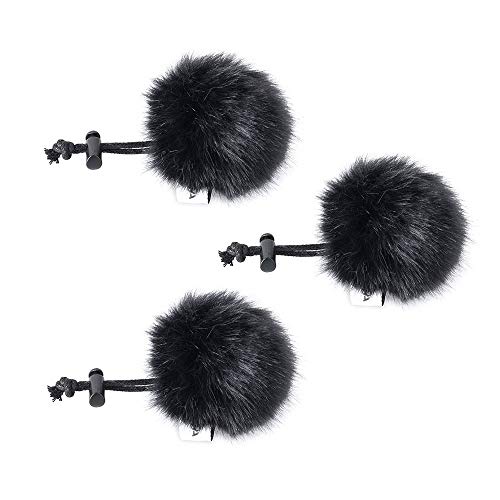 Comica CVM-MF1(B) Outdoor Furry Microphone Wind Muff for lavalier Lapel Microphone Comica Audio-Technica etc.(3 Pack) (Black)