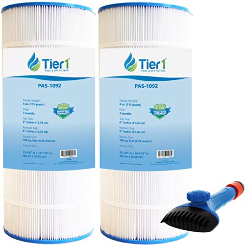 Tier1 Replacement for PAP100-4 Unicel C-9410 Filbur FC-0686 R173215 59054200 Pool Filter Cartridge 2-Pack Bundle with Tier1 Replacement for Wand Brush Filter Cleaner