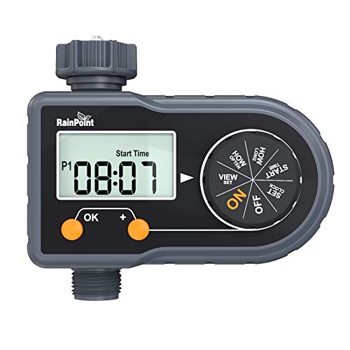 RAINPOINT Sprinkler Timer Programmable Hose Timer, Digital Water Timer Single Outlet with 3 Separate Watering Programs, Auto & Manual Mode, Ideal for Garden and Lawn, Battery Operated