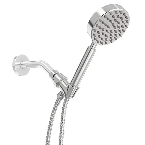 All Metal Hand Held Shower Head with Hose and Holder, Polished Chrome | 2.5 GPM Rainfall Flow with Removable Restrictor | 4