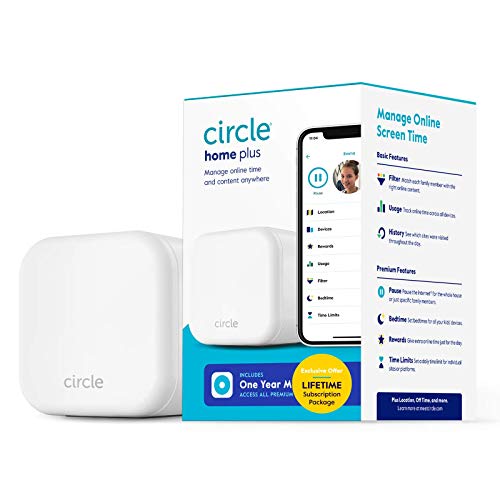 Circle Home Plus (2nd Gen) - Parental Controls for Internet and Mobile Devices - Works on WiFi, Android and iOS Devices - Control Apps, Set Screen Time Limits and Block Content - Lifetime Subscription