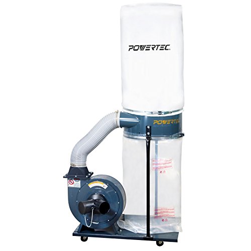 POWERTEC DC1512 Dust Collector with 1.5 HP Motor | 1,250 CFM | Mobile Base