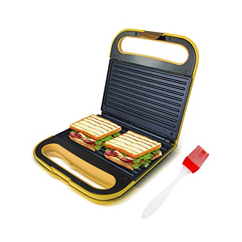 Health and Home Electric Indoor Grill, Panini Press, Gourmet Sandwich Maker, 303G-Yellow