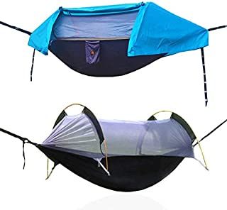 OHMU Camping Hammock with Mosquito Net and Rainfly Cover Portable Hammock Tent (Blue)