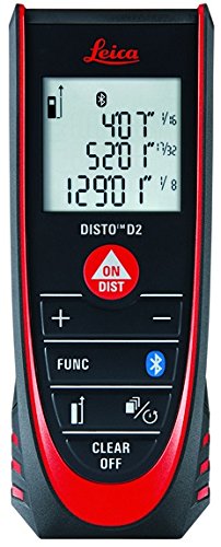 Leica DISTO D2 New 330ft Laser Distance Measure with Bluetooth 4.0, Black/Red