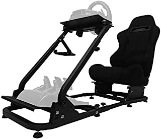 Minneer Racing Steering Simulator Cockpit Black Height Adjustable Racing Wheel Stand/ Fits Fantec, Logitech G25, G27, G29, G920, T500, T300Rs/ Compatible With Xbox One, Playstation, PC Platforms