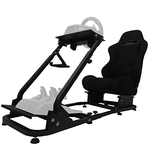 Minneer Racing Steering Simulator Cockpit Black Height Adjustable Racing Wheel Stand/ Fits Fantec, Logitech G25, G27, G29, G920, T500, T300Rs/ Compatible With Xbox One, Playstation, PC Platforms