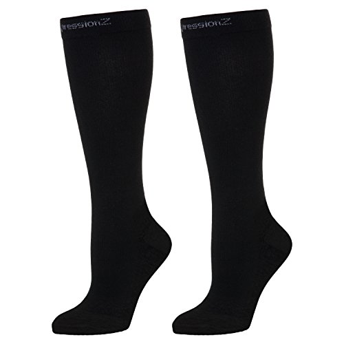 CompressionZ Compression Socks For Men & Women - 30 40 mmHG Graduated Medical Compression - Travel, Edema, Diabetics - Swelling in Feet & Legs - XL, Black