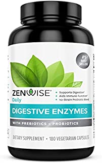 Zenwise Health Digestive Enzymes Plus Prebiotics & Probiotics Supplement, 180 Servings, Vegan Formula for Better Digestion & Lactose Absorption with Amylase & Bromelain, 2 Month Supply