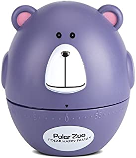 Yosoo Mechanical Cute Animal Shapes Kitchen Timer Mechanical 55 Minutes Cooking Supplies Cartoon Timer for Kid NO Battery Needed (Purple Bear)