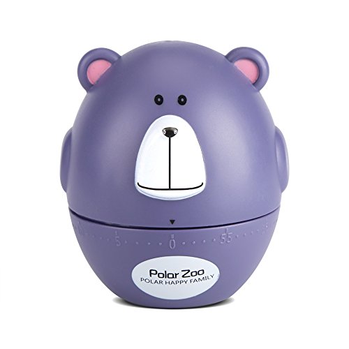 Yosoo Mechanical Cute Animal Shapes Kitchen Timer Mechanical 55 Minutes Cooking Supplies Cartoon Timer for Kid NO Battery Needed (Purple Bear)