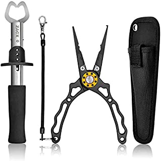 ZACX Fishing Pliers, Fish Lip Gripper Upgraded Muti-Function Fishing Pliers Hook Remover Split Ring,Fly Fishing Tools Set,Ice Fishing,Fishing Gear,Fishing Gifts for Men (Package B)