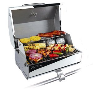 Kuuma Premium Stainless Steel Mountable Gas Grill w/ Regulator by Camco -Compact Portable Size Perfect for Boats, Tailgating and More - Stow N Go 216