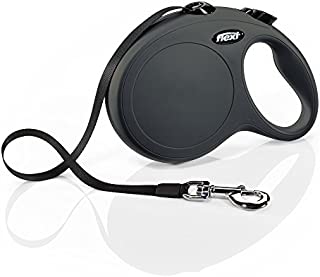 FLEXI New Classic Retractable Dog Leash (Tape) 26 feet, Large, Black