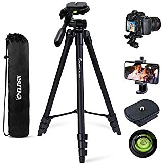 Endurax 60'' Camera Phone Tripod Stand for DSLR Canon Nikon with Universal Phone Mount, Bubble Level and Carry Bag