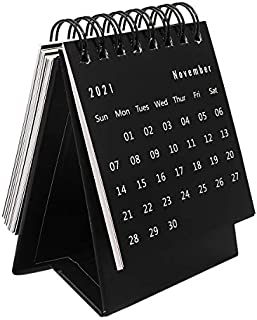 STOBOK 2020-2021 Desk Calendar Stand Up Desktop Year Calendar Organizer Flip Daily Scheduler Monthly Pages Easel Calendar (Black)