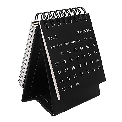 STOBOK 2020-2021 Desk Calendar Stand Up Desktop Year Calendar Organizer Flip Daily Scheduler Monthly Pages Easel Calendar (Black)