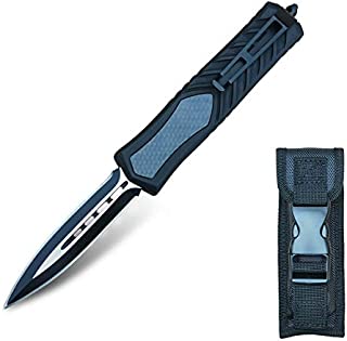 Folding Knife Tactical Pocket Knife Survival Quik Open - Double-edged - Safety Defense Folding Knife Assisted Opening - 440C Steel 58HRC - for Men Self-defense Adventure Hiking Fishing Hunting (THK-336)