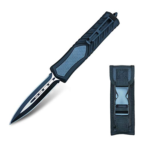 Folding Knife Tactical Pocket Knife Survival Quik Open - Double-edged - Safety Defense Folding Knife Assisted Opening - 440C Steel 58HRC - for Men Self-defense Adventure Hiking Fishing Hunting (THK-336)