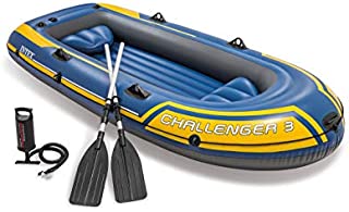 Intex 68370EP Challenger 3 Inflatable Raft Boat Set with Pump and Oars, Yellow