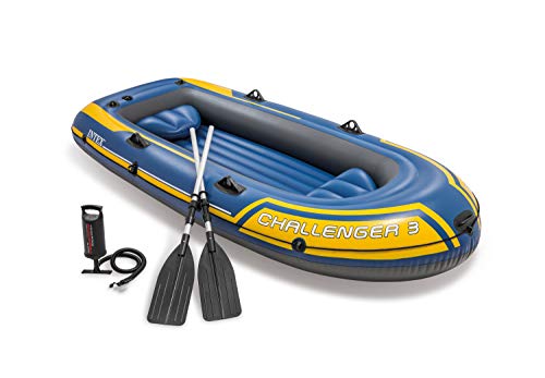 Intex 68370EP Challenger 3 Inflatable Raft Boat Set with Pump and Oars, Yellow