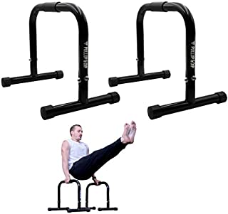 PULLUP & DIP Fitness Parallettes, Medium Parallette Bars for Calisthenics, Crossfit & Gymnastics, Handstand Bars with Extra Wide Handle & No Wobbling