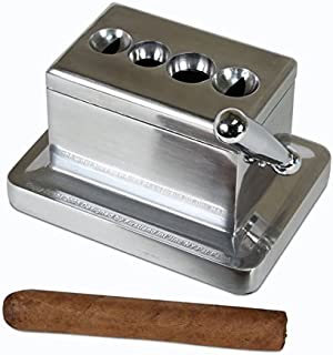 Quality Importers Trading Co. Quad Table Cigar Cutter, Brushed Finish, 52 and 60 Ring Gauge Straight Cutters, 52 and 58 Ring Gauge V-Cutters, Model 9305