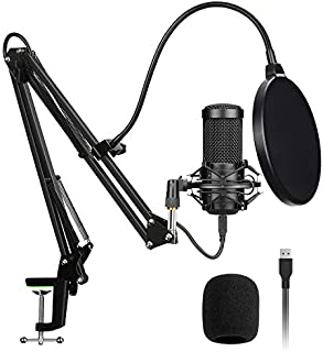 Aokeo AK-60 Professional USB Streaming Podcast PC Microphone with AK-35 Suspension Scissor Arm Stand, Shock Mount, Pop Filter, Foam Cover, for Skype, Youtuber, Karaoke, Gaming, Recording, Discord