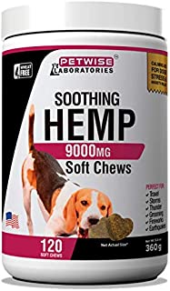 Petwise Hemp Calming Treats for Dogs | 120 Soothing Dog Chews | Natural Calming Aid Supplement | Helps Reduce Stress, Promotes Relaxation, Storm Anxiety, Motion Sickness in Dogs