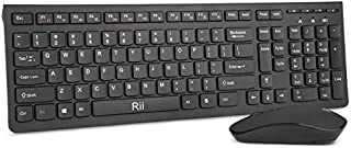 Wireless Keyboard and Mouse Combo, Rii Full-Size Slim Office Wireless Keyboard Mouse Kit USB Receiver for Computer/Desktop/PC/Laptop and Windows 10/8/7